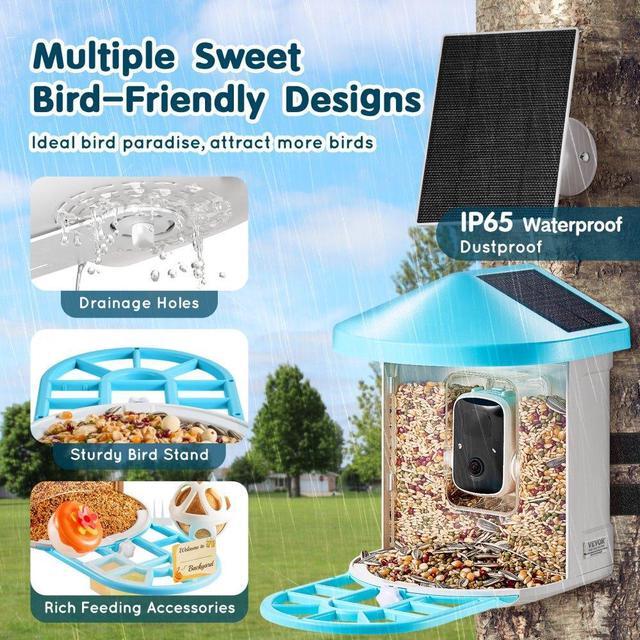 Alt view image 6 of 7 - VEVOR  Smart Bird Feeder with Camera AI Identify 10000+ Bird Specie Solar-Powered