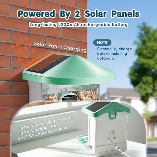 Alt view image 5 of 7 - VEVOR  Smart Bird Feeder with Camera 2K HD AI Identify Bird Species Solar-Powered