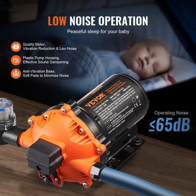 Alt view image 5 of 7 - VEVOR 12V Diaphragm Pump 5GPM 18.93 L/min 5-Chamber Water Pump Pressure Switch