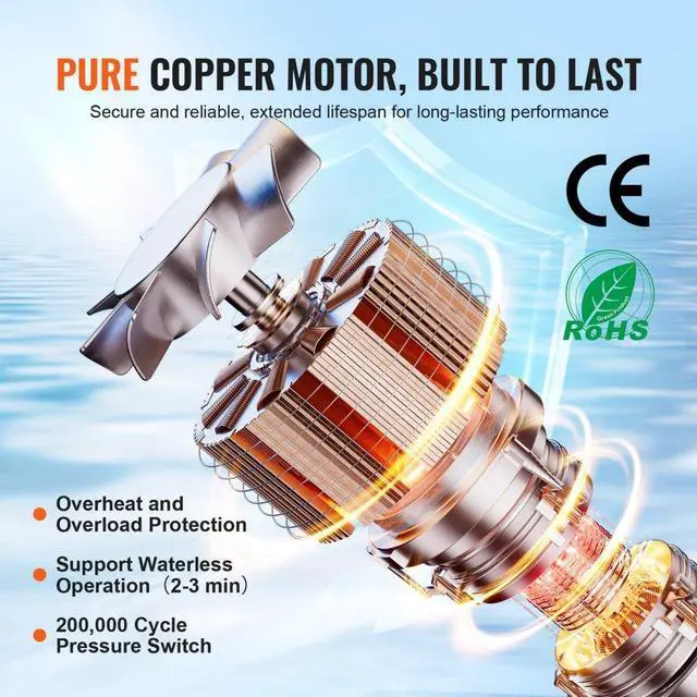 Alt view image 4 of 7 - VEVOR 12V Diaphragm Pump 5GPM 18.93 L/min 5-Chamber Water Pump Pressure Switch