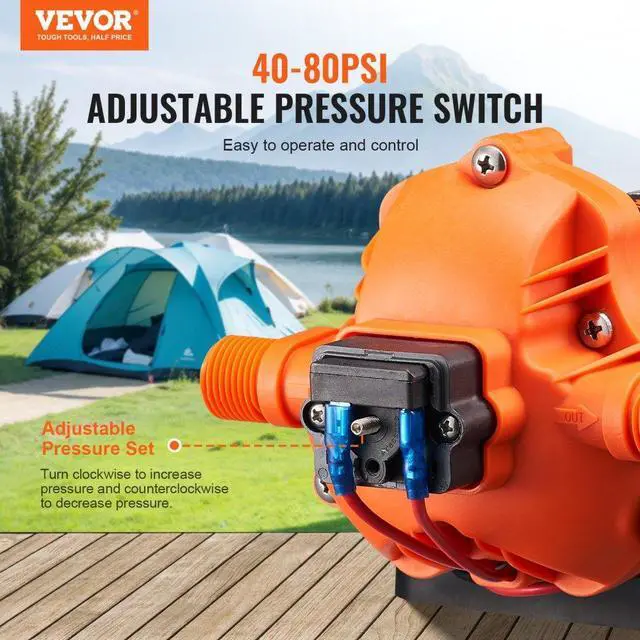 Alt view image 3 of 7 - VEVOR 12V Diaphragm Pump 3GPM 11.36 L/min 3-Chamber Water Pump Pressure Switch