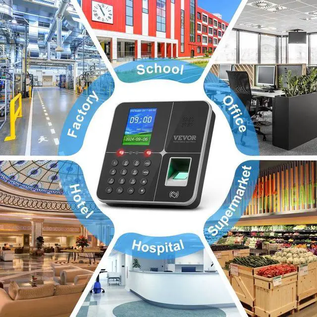 Alt view image 6 of 7 - VEVOR Time Clocks for Employees Small Business with Face, Fingerprint, RFID and PIN Punching in One, Biometric Time Clock with 5 RFID Cards & USB Drive, Automatic Punch in/Out, No Monthly Fees
