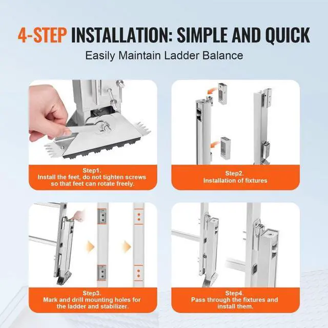 Alt view image 4 of 7 - VEVOR Ladder Levler 11.4 inch Expansion Length Leveling Tool Quick Release