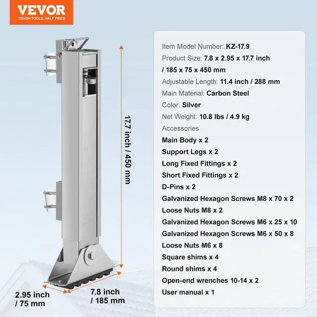 Alt view image 7 of 7 - VEVOR Ladder Levler 11.4 inch Expansion Length Leveling Tool Quick Release