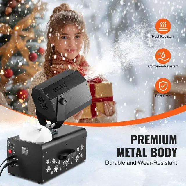 Alt view image 5 of 7 - VEVOR  Snow Machine 2000W Wireless Remote Swing Snow Making Machine for Holiday