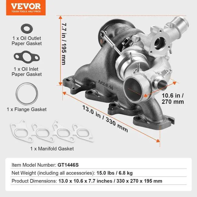 Alt view image 7 of 7 - VEVOR  Turbo Turbocharger Kit for Engines Chevy Chevrolet Cruze 2011-2019 1.4T