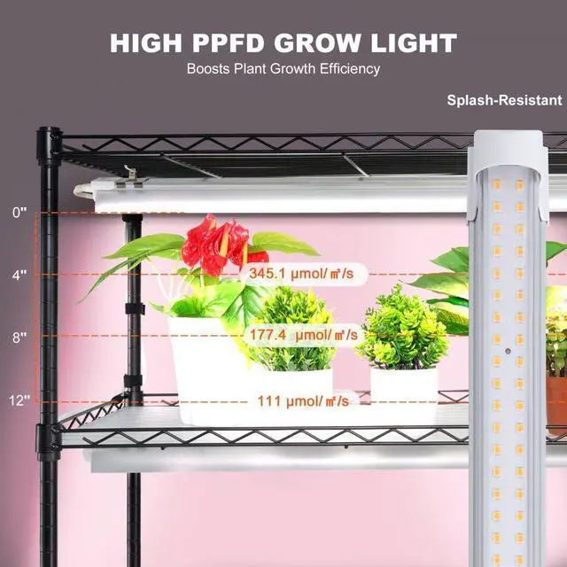 Alt view image 4 of 7 - VEVOR Plant Stand with Grow Light, 6-Tier Large Tall Plant Shelf with 150W Full Spectrum Grow Light, Indoor LED Plant Light with Timer and Wheel for Seed Starting 35.4" L x 13.8" W x 70.9" H