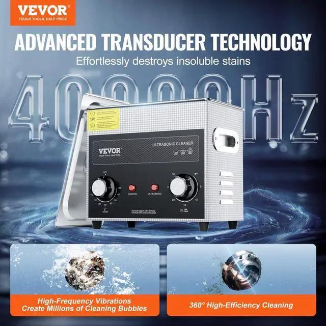 Alt view image 2 of 7 - VEVOR 3L Ultrasonic Cleaner with Heater and Timer, 150W Stainless Steel Ultrasonic Cleaner Machine with Degas & Gentle Modes, Ultrasonic Parts Cleaner with Knob Control for Jewelry Glasses Watch
