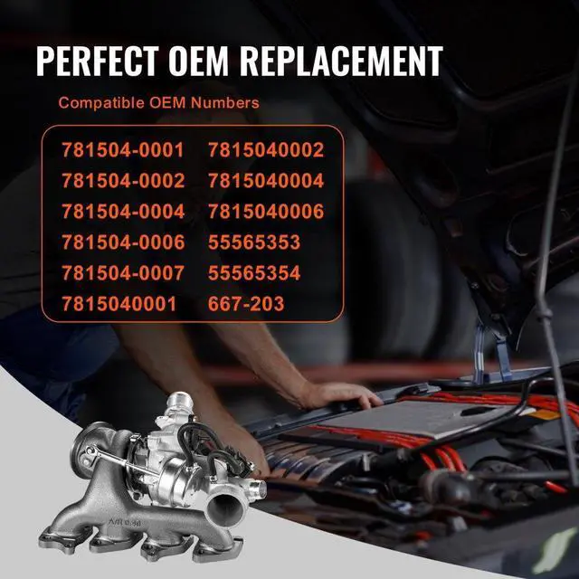 Alt view image 3 of 7 - VEVOR  Turbo Turbocharger Kit with Valve Chevy Chevrolet Cruze 2011-2019 1.4T