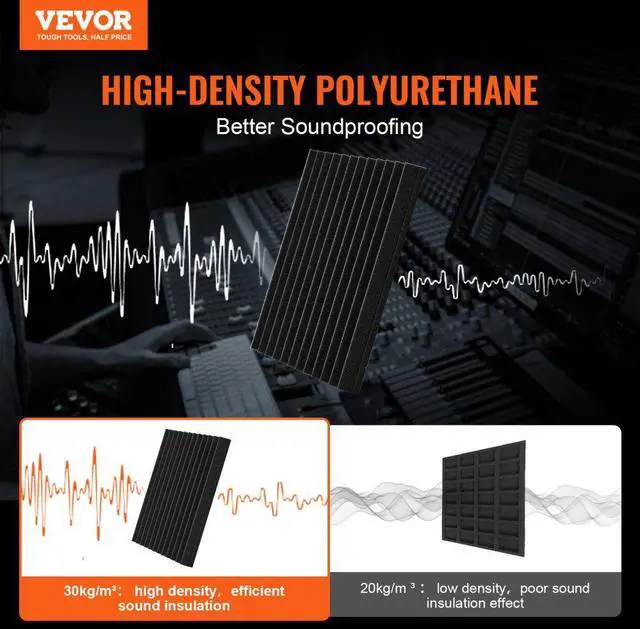 Alt view image 2 of 7 - VEVOR Acoustic Foam Panels 50 Pack 12 x 12 x 2 in for Studio Wall and Ceiling