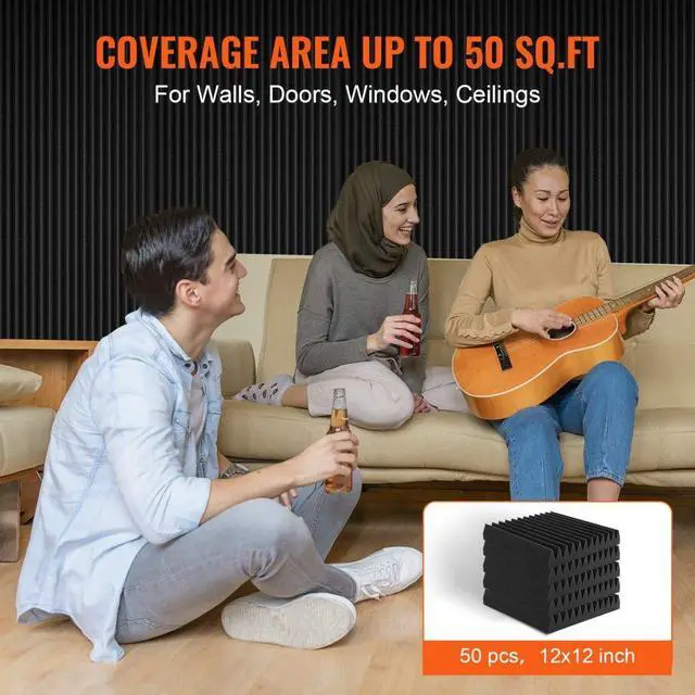 Alt view image 5 of 7 - VEVOR Acoustic Foam Panels 50 Pack 12 x 12 x 2 in for Studio Wall and Ceiling
