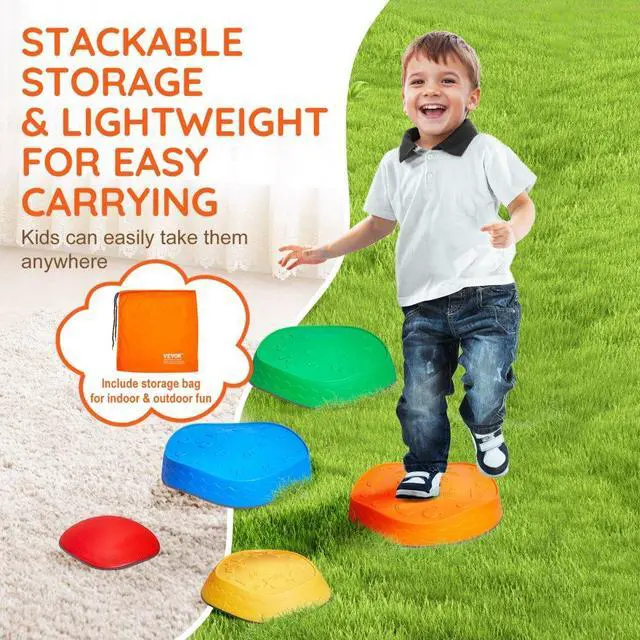 Alt view image 6 of 7 - VEVOR Kids Balance Stepping Stones Sensory Obstacle Course 5 PCS Outdoor Indoor