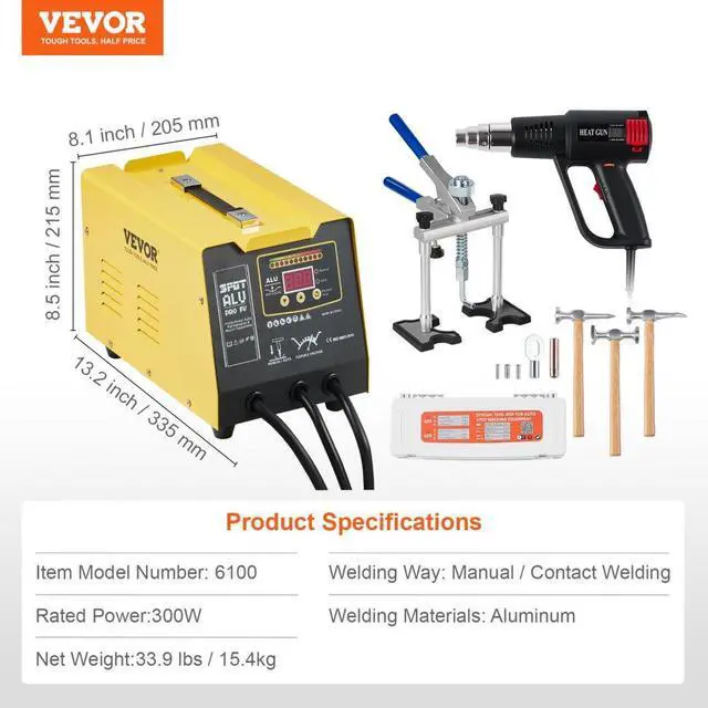 Alt view image 7 of 7 - VEVOR  Spot Welder Dent Puller 300W Stud Welder Dent Repair for Aluminum Car Body