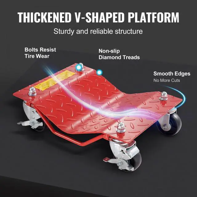 Alt view image 5 of 7 - VEVOR Wheel Dolly Heavy-Duty Car Tire Stake Vehicle Moving Dolly 8000 lbs 4 Pack