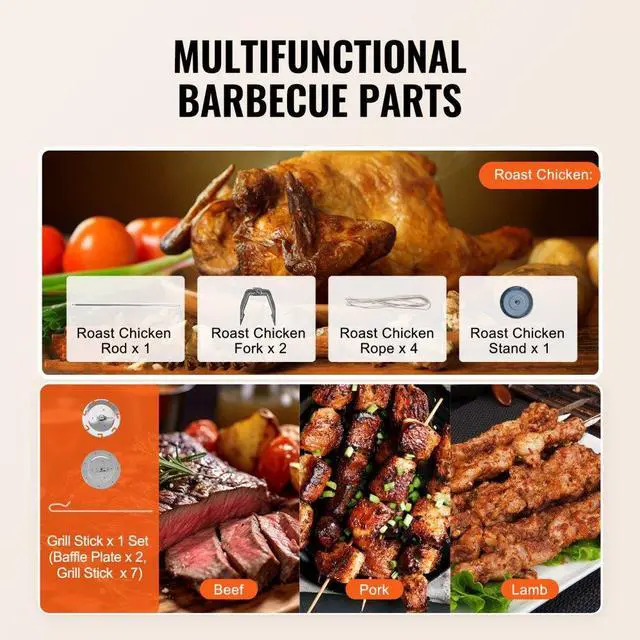 Alt view image 5 of 7 - VEVOR Stainless Steel Shawarma Grill Machine Electric Gyro Rotisserie Doner