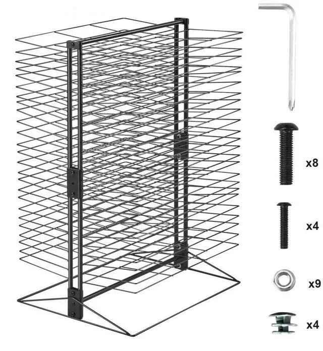 Main image of VEVOR Art Drying Rack, 50 Removable Shelves 20 x 17 x 30 inch Paint Drying Rack with Stable Base, Carbon Steel Metal Painting Drying Rack for Artwork in Classroom, Art Studios and Schools, Black