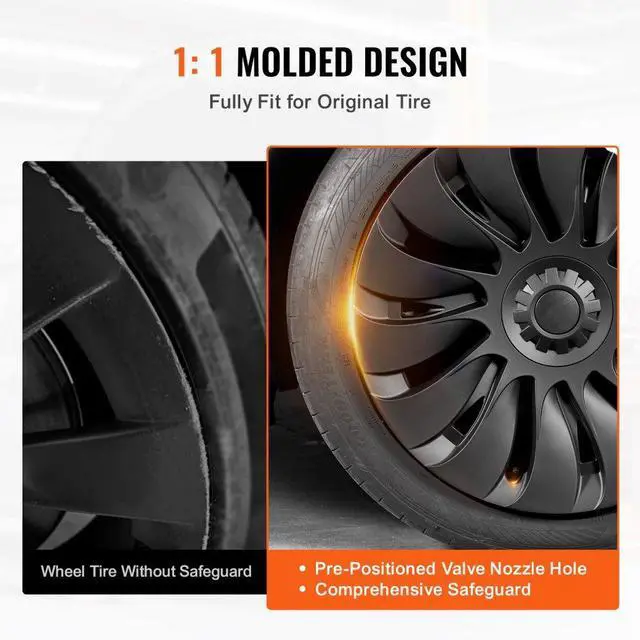Alt view image 3 of 7 - VEVOR 19" Wheel Rim Cover for 2021-2023 Model Y Hubcap with Valve Nozzle Hole