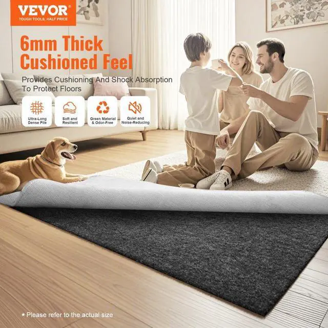 Alt view image 2 of 7 - VEVOR Non Slip Rug Pad Gripper 8' x 10' Carpet Mat 0.24" Thick for All Floor