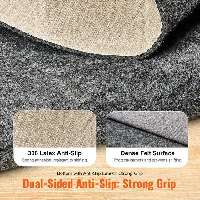 Alt view image 3 of 7 - VEVOR Non Slip Rug Pad Gripper 8' x 10' Carpet Mat 0.24" Thick for All Floor