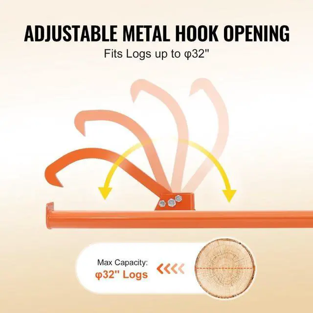 Alt view image 3 of 7 - VEVOR Cant Hook Tool 59 in Heavy Duty Steel Log Roller Forestry Logging Tools