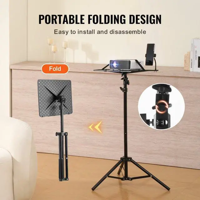 Alt view image 5 of 7 - VEVOR  Projector Stand, Projector Floor Stand Adjustable Height from 26.97 to 63 in, DJ Equipment, Projector Mount with Tray, Ideal for Outdoor Movies, Home, Office, Stage and Studio, Max Load Capaci