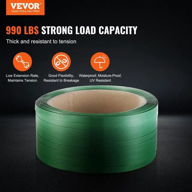 Alt view image 2 of 7 - VEVOR Packaging Polyester PET Strapping Roll 0.63" x 0.03" x 1000' Banding Strap