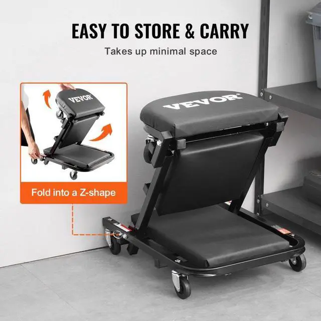Alt view image 6 of 7 - VEVOR 40 in Foldable Z Garage Creeper Mechanic Creeper Stool 450 lbs Capacity