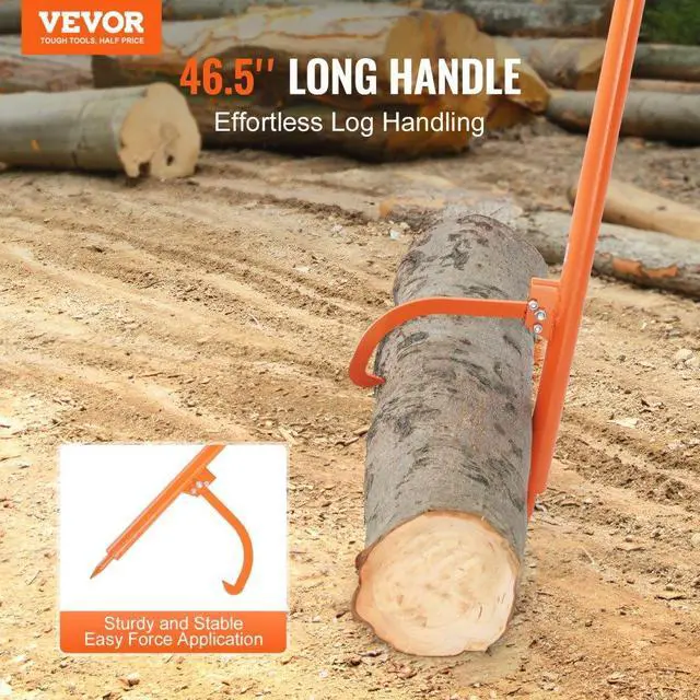 Alt view image 2 of 7 - VEVOR Log Peavey 46.5 in Metal Handle Log Lifter Max 19 in Opening Log Roller
