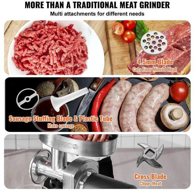 Alt view image 3 of 14 - VEVOR Commercial Electric Meat Grinder 6 Lbs/Min Sausage Stuffer Maker Kitchen
