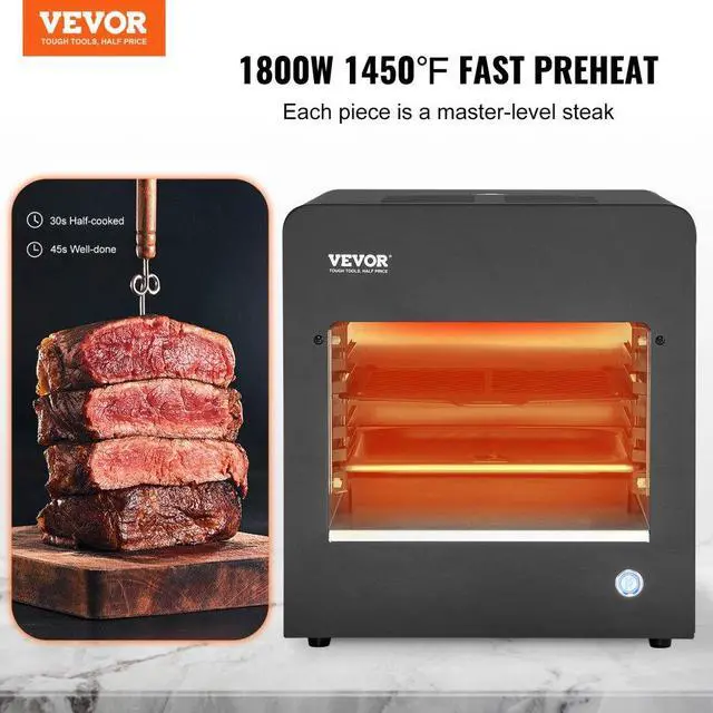 Alt view image 2 of 7 - VEVOR Electric Steak Grill 1800W Smokeless Infrared Broiler Stainless Steel Home