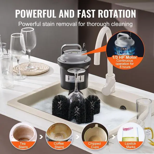 Alt view image 5 of 7 - VEVOR Electric Glass Washer 5-Brush Bar Glass Cleaner 1200 Cups/H for Wine Glass