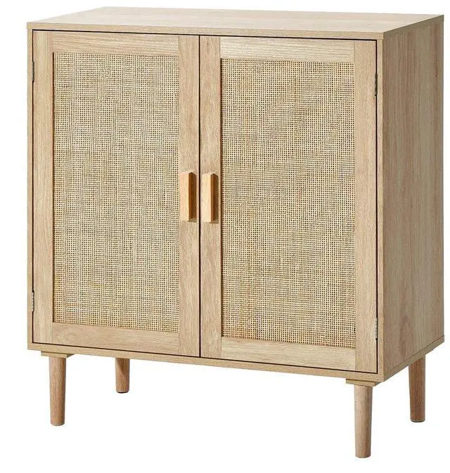 Main image of VEVOR Rattan Cabinet, Rattan Storage Cabinet with 2 Magnetic Doors and Adjustable Shelves, Sideboard Buffet Cabinet for Hallway, Entryway, Living Room, or Kitchen, Natural