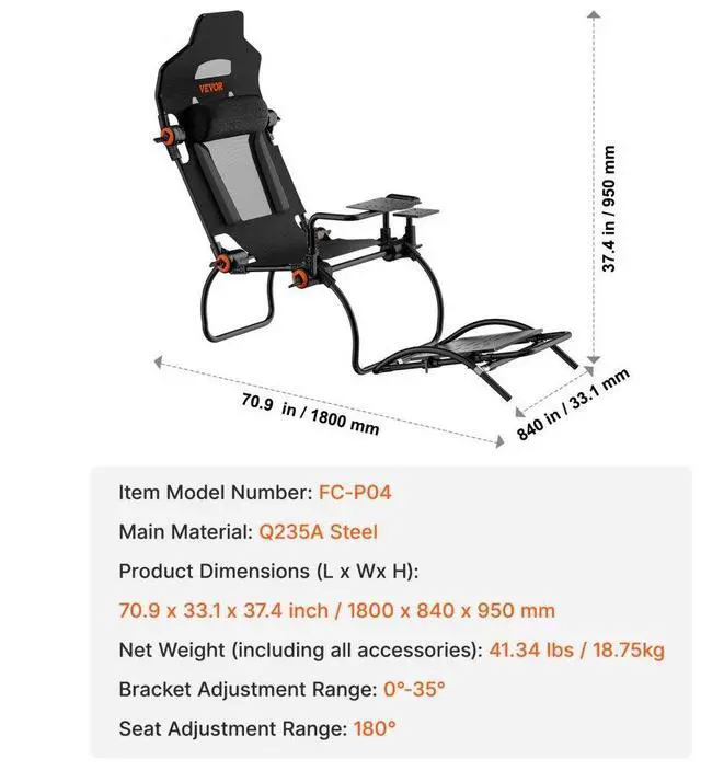 Alt view image 7 of 7 - VEVOR Racing Wheel Stand Foldable for Logitech G923/G920/G29 GT/Formula Mode