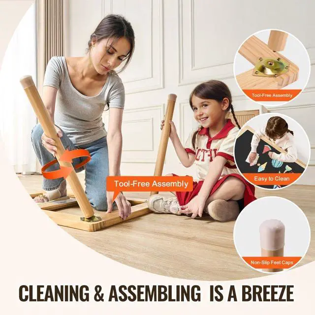 Alt view image 6 of 7 - VEVOR Sensory Table for Toddlers, Kids Activity Table with 3 Foldable Storage Bins & Double-Sided Board, Indoor/Outdoor Play Sand and Water Table, Wooden Kids Sensory Table for Drawing Studying Dining