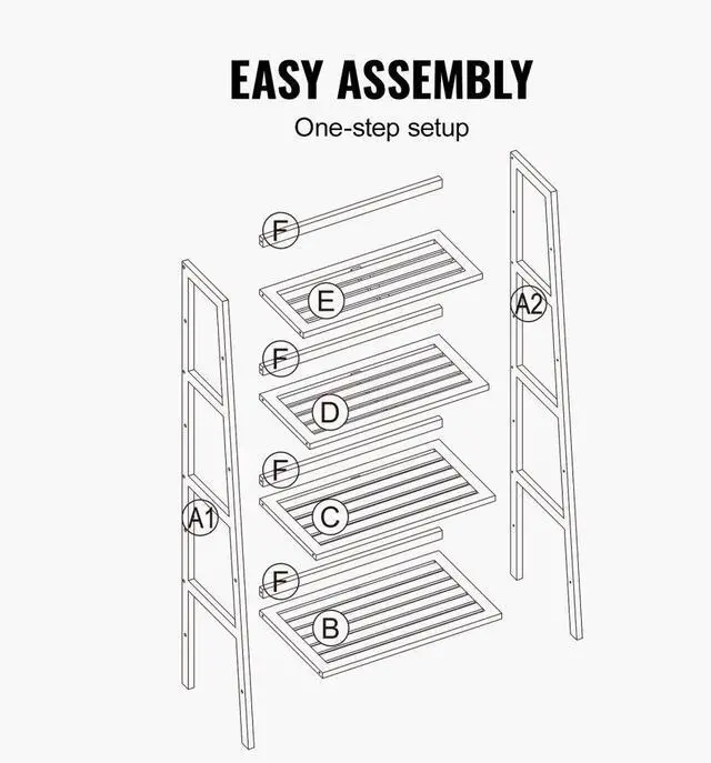 Alt view image 6 of 7 - VEVOR  4-Tier Bamboo Ladder Shelf, Rattan Shelf, Trapezoid Open Bookcase, Display Storage Rack Organizer, Freestanding Flower Plant Stand, Ladder Bookshelf Ideal for Bathroom, Bedroom, Office, Study,