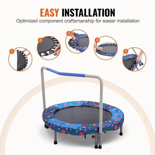 Alt view image 6 of 7 - VEVOR 36" Trampoline for Kids Foldable Mini Toddler Trampoline Indoor Outdoor