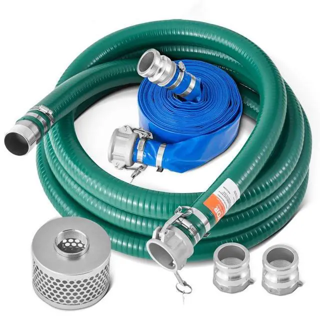 Main image of VEVOR Suction Hose Kit for Water Pump 2 in x 20 ft Green/50 ft Blue Hoses