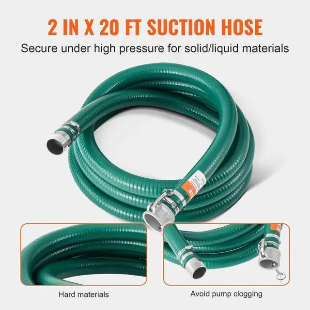 Alt view image 3 of 7 - VEVOR Suction Hose Kit for Water Pump 2 in x 20 ft Green/50 ft Blue Hoses