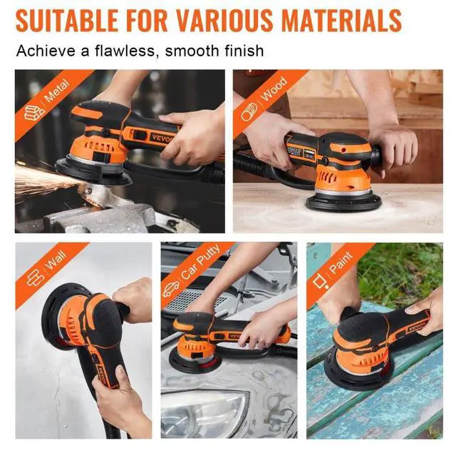 Alt view image 6 of 7 - Random Orbital Sander 6'' DA & GA Dual-Action Sander 10 PCS Sandpapers 6 Speeds
