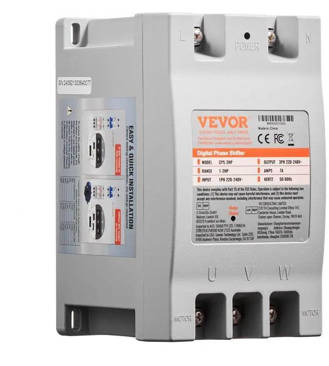 Main image of VEVOR 3 Phase Converter 2HP 7A 220V Single to 3 Phase 220V-240V Input/Output