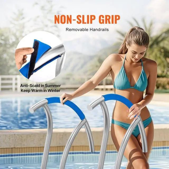 Alt view image 4 of 7 - Pool Handrail 2 PCS 30x30in Stainless Steel with Base Plate for Spas