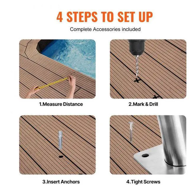 Alt view image 5 of 7 - Pool Handrail 32 x 23 inch Stainless Steel with Base Plate for Spas