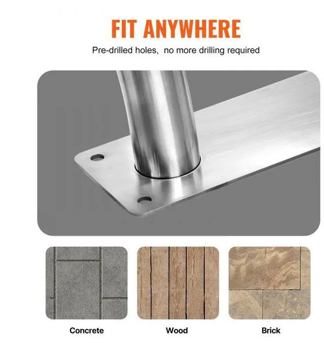 Alt view image 6 of 7 - Pool Handrail 32 x 23 inch Stainless Steel with Base Plate for Spas