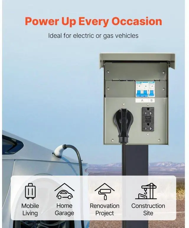 Alt view image 2 of 7 - VEVOR Temporary Power Outlet Panel RV Electrical Panel 20 50 Amp RV Outlet Box