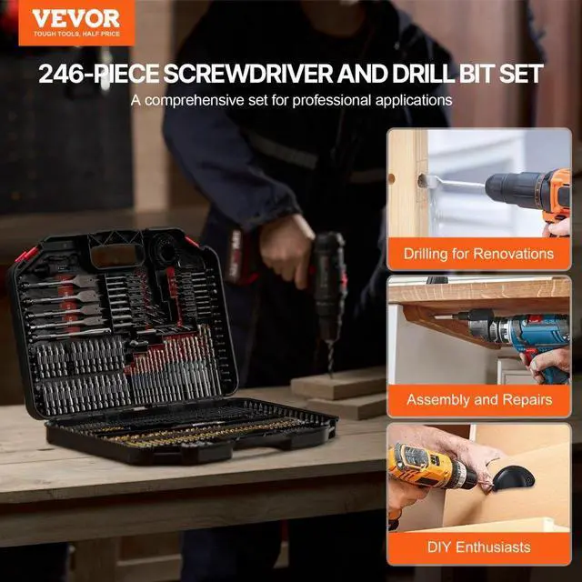Alt view image 2 of 7 - VEVOR Drill Bit Set 246PCS Screwdriver Bit Set with Carrying Case Multi-purpose