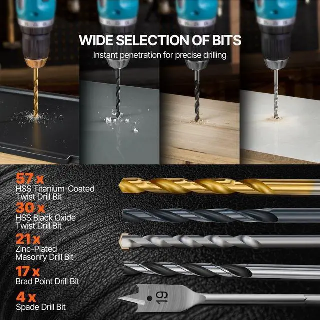 Alt view image 3 of 7 - VEVOR Drill Bit Set 246PCS Screwdriver Bit Set with Carrying Case Multi-purpose