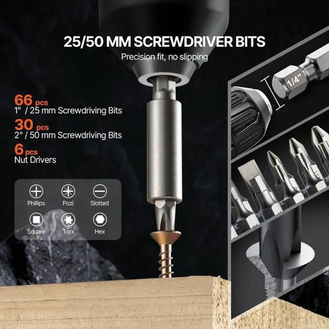 Alt view image 4 of 7 - VEVOR Drill Bit Set 246PCS Screwdriver Bit Set with Carrying Case Multi-purpose