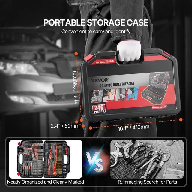 Alt view image 5 of 7 - VEVOR Drill Bit Set 246PCS Screwdriver Bit Set with Carrying Case Multi-purpose