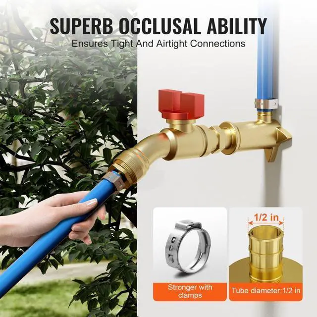 Alt view image 6 of 7 - VEVOR Pipe Fittings 1/2" 25PCS Brass Clamp-style 1/2 NPT External Thread for Air
