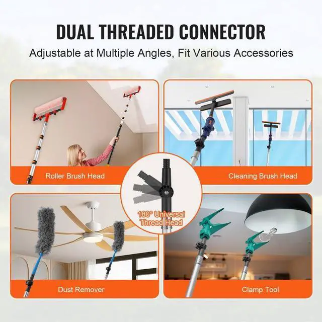 Alt view image 6 of 7 - VEVOR Telescoping Extension Pole 7 to 30 FT Multi-Purpose for Painting Dusting